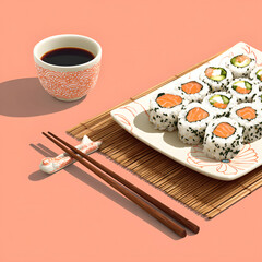 blank mockup of a sushi template with minimalist Japanese style