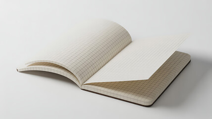Real notepad with grid line isolated. White grid notepaper journal sticker. A blank sheet of checkered paper.