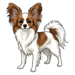Papillon dog cut sticker. White background.