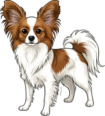 Papillon dog cut sticker. White background.