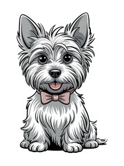 Silky Teriyer dog cut sticker. White background.