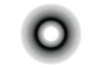 Abstract Black and White Radial Gradient Circle Vector – Soft Blurry Gradated Ink Ring on Isolated transparent Background, Modern Minimalist Design Element
