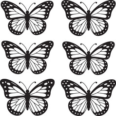 Fototapeta premium Seamless vector butterfly pattern set of colorful flying butterflies