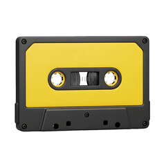 Obraz premium Yellow and black cassette tape isolated on transparent background