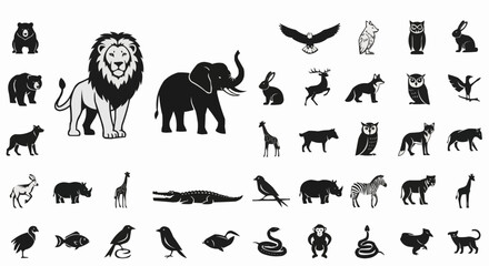 set of animals silhouettes