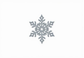 Intricately detailed symmetrical snowflake with geometric patterns on a clean white background, capturing the essence of winter's frozen art in delicate crystalline form