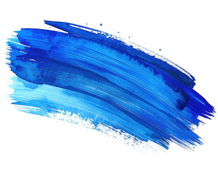 Vibrant blue paint brush stroke abstract art element.