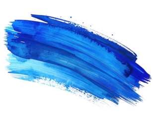 Vibrant blue paint brush stroke abstract art element.
