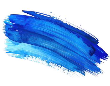 Vibrant blue paint brush stroke abstract art element.