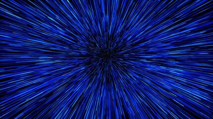 Obraz premium Abstract surface of blur radial zoom in dark blue and light blue tones on black background. Abstract background with radial, diverging, converging lines.