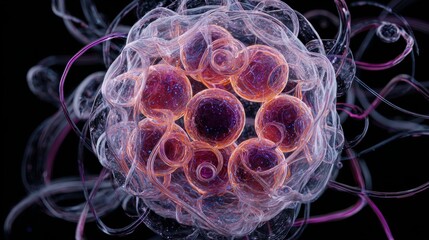 Digital dreams: exploring the atomic universe through ai lenses. Color background. Elegant electron orbits: a subtle glimpse into atomic future. Fashion beauty. High resolution.