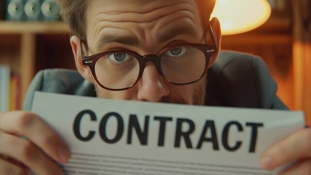 closeup of a man holding a contract, representing business agreement, legal deal, or signing process in a professional setting