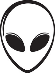 Minimalist Alien Head Logo  Black and White Silhouette Illustration