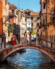 Venice &ndash; City of Canals and Bridges. Traditional Venetian Buildings with Boats and Bridges. Romantic Venice, Italy &ndash; The Floating City