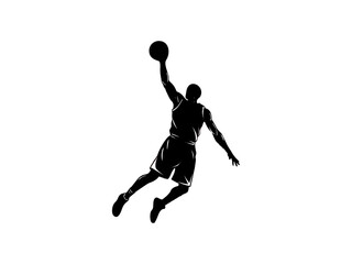basketball player silhouette vector with white background