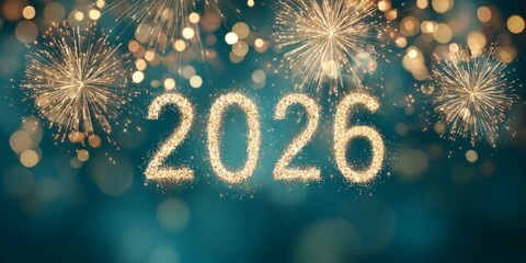 Celebrating the arrival of 2026 with vibrant fireworks and sparkling lights