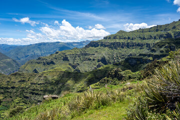 Naklejka premium Rugged Rock Formations in the Andean Mountains at Waqrapukara, Peru