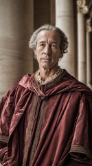 Naklejka premium Portrait of a stately figure in renaissance attire, evoking history and nobility with timeless elegance.