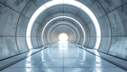 Circular futuristic corridor with concentric lights