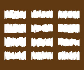 Set of Twelve Torn and Ripped Paper Edge Banners - Rough Jagged Border Vector Collection