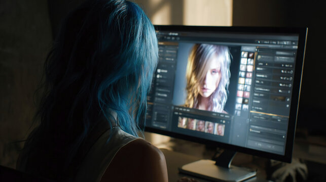 Interactive Gaming Dashboard Displaying a Customization Screen with a 3d Female Head. User Scrolls Through Different Hair Colors