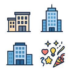 オフィスビルのアイコンセット｜Office Building Icon Set