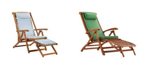 Relaxing beach chairs lifestyle, isolated on transparent background, png set
