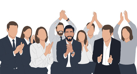 Group of diverse business people celebrating success and achievement together.