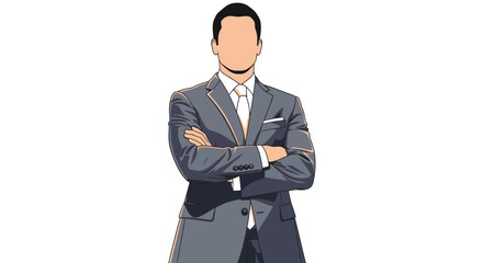 Man in a suit with arms crossed business professional confident pose.