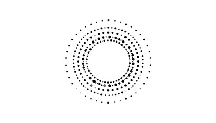 Abstract circular pattern of black dots radiating outwards.
