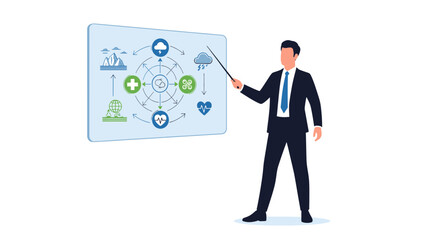 Business presentation on environmental and health impact.