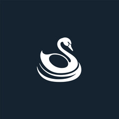 Fototapeta premium Silhouette style vector minimal swan logo design icon in black color, simple elegant line art illustration, creative branding element for birds, beauty, nature, merchandise, digital projects, modern m