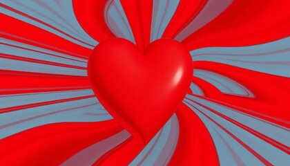 Red heart optical illusion, concentric lines create hypnotic effect, love, holiday