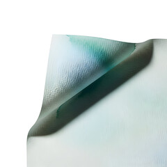 Abstract watercolor paper curl with green paint texture transparent background