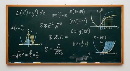 Math and Physics Formulas on a Blackboard