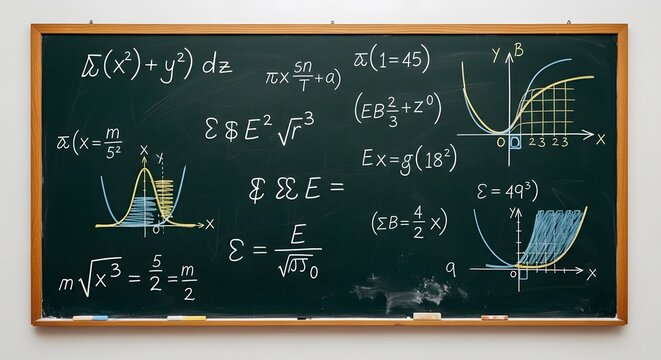 Math and Physics Formulas on a Blackboard