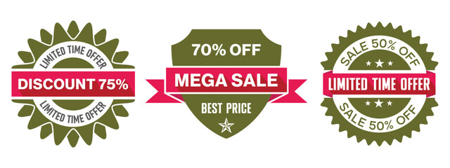 Green Red Promotional Sale Discount Offer Badge Label Design