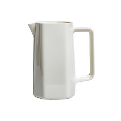 Elegant White Ceramic Pitcher with Modern Geometric Design on Neutral Backdrop