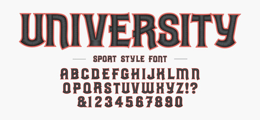 Editable typeface vector. University sport font in american style for football, baseball or basketball logos and t-shirt.

