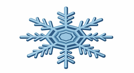 A sixpointed blue snowflake with an isometric view on a white background