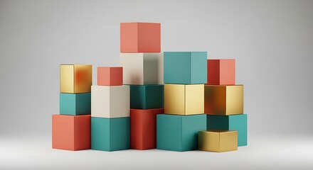 Colorful hexagonal planters stacked in a pyramid formation