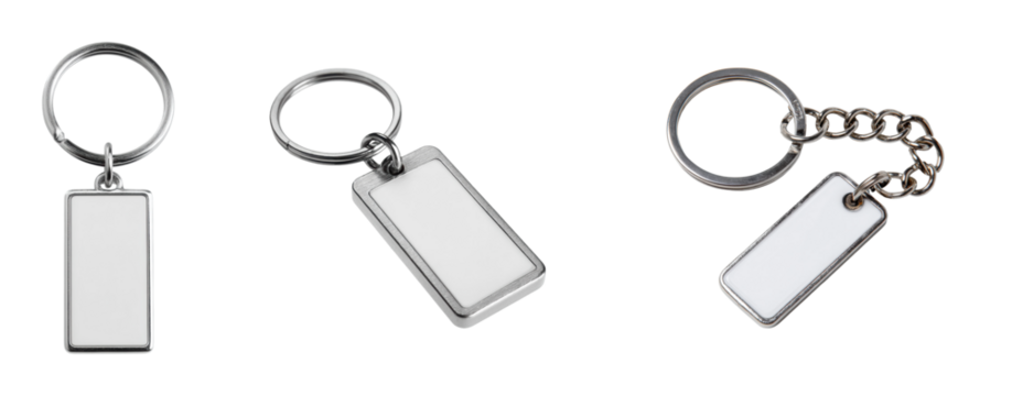 Keychain souvenirs urban market product, isolated on transparent background, png set
