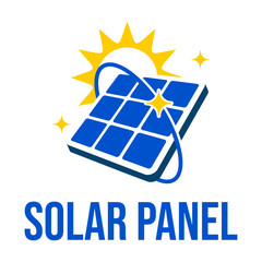 solar panel flat minimalist logo design