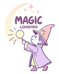 T-shirt Baby Wizard With Glowing Orb Magic Loading Cartoon