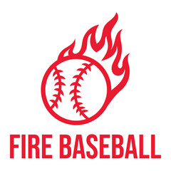 fire baseball flat minimalist logo design