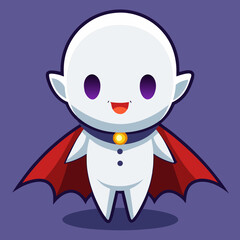 T-shirt Chibi Style Ghost Wearing Vampire Cape Cartoon Illustration