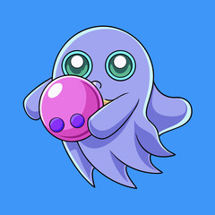 T-shirt Ghost Blowing Bubbles Vector Illustration Adorable Design