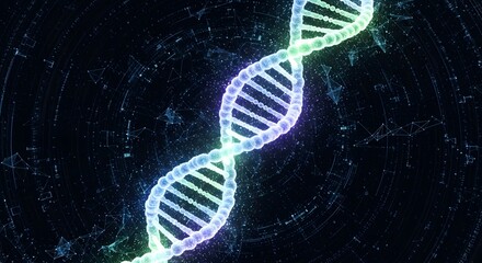 Glowing DNA Helix Structure in Digital Science and Technology Background