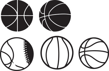 Collection of sport balls icons simple