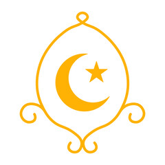 Golden Islamic Arch Ornament with Crescent Moon and Star Symbol